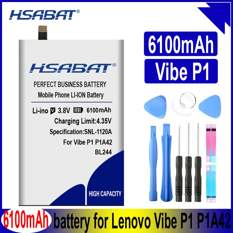 Аккумулятор HSABAT BL244 на 6100 мАч для Lenovo Vibe P1 P1A42 P1C58 P1C72|Аккумуляторы мобильных