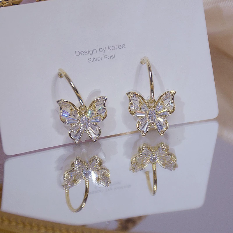 Женские блестящие боковые серьги подвески с кристаллами|Серьги-подвески| |