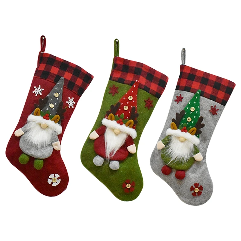

Christmas Stockings, 3 Pack Big Xmas Stockings,Plush Socks Gift Bags For Kids Decor Home Ornament Holiday Party Supplies
