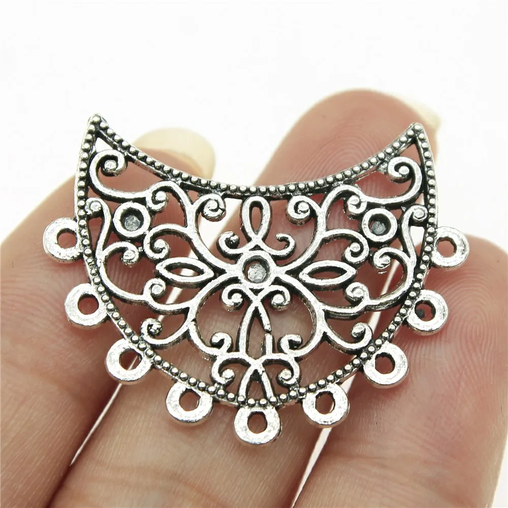 

4pcs Charms Earring Connector Antique Silver Color Alloy DIY Jewelry Making Accessories 1.3x1 Inch (33x25mm)