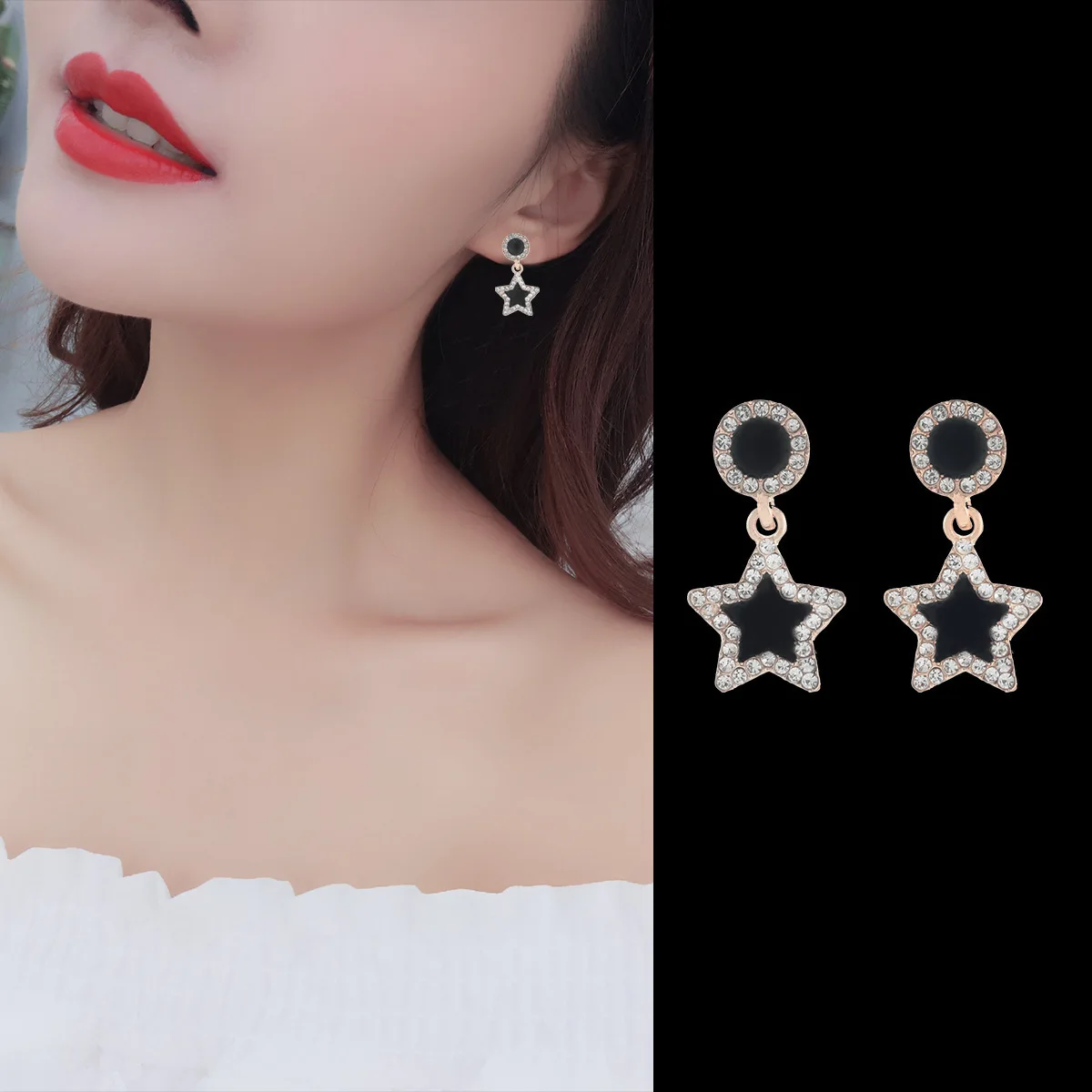 2019 Модные индивидуальные новые серьги темпераментные простые черные кристаллы