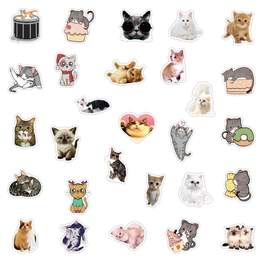 

10/30/50PCS Cute Animal Cat Stickers Laptop Guitar Luggage Fridge Skateboard Waterproof Cartoon Graffiti Sticker Decal Kid Toys