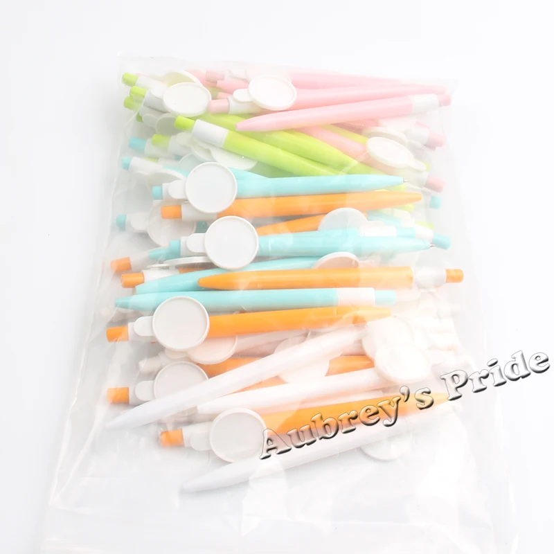 10Pcs White Green Pink Blue Orange Ball Pen For 1&quot 25mm Flat Sticker Image Metal Back Button Supplies Materials | Канцтовары для