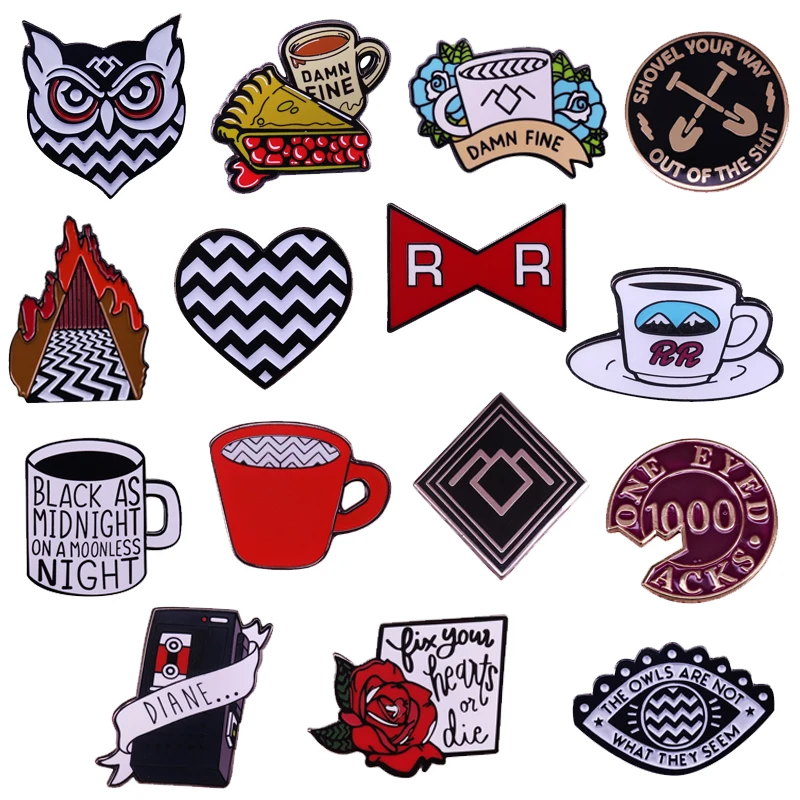 Twin Peaks Theme Enamel Pin Dale Cooper Damn Fine Coffee Mug