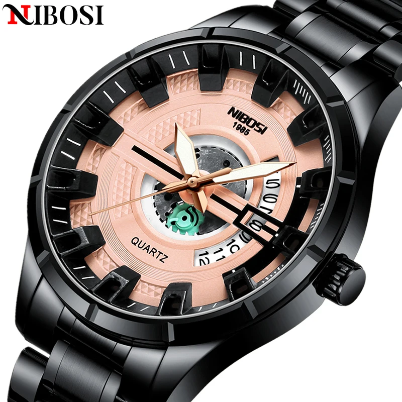 

Часы наручные NIBOSI мужские кварцевые, брендовые Роскошные повседневные стальные водонепроницаемые спортивные, для мужчин