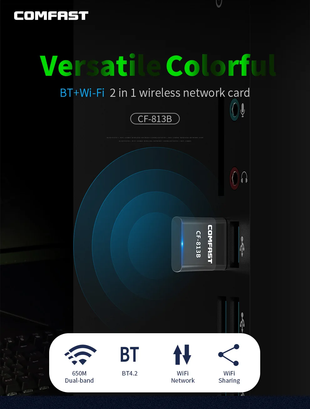 Беспроводной Wi Fi адаптер 650 Мбит/с 2 4/5 8 ГГц Bluetooth 4 2|Адаптеры и брелки USB/Bluetooth| |
