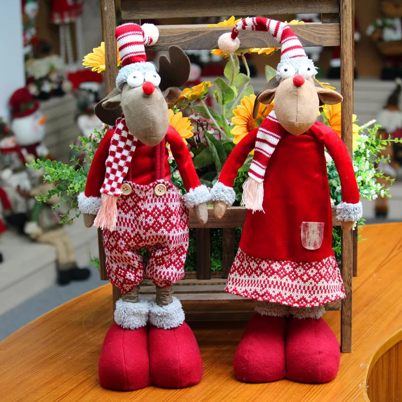 

Christmas Dolls Retractable Santa Claus Snowman Elk Toys Xmas Figurines Decoration for Home Xmas Party Navidad Christma Gift