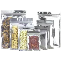 100pcs clear silver zip lock mylar foil plastic bag tear notch zipper seal resealable reusable food candy snack storage pouches