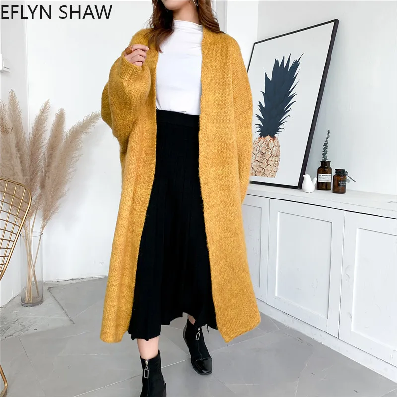 Maxi Cardigan Women Thick Coarse Oversize Sweaters Coat Japan Cozy Knitted Cardigan Batwing Sleeves Long Sweaters Female Jumper
