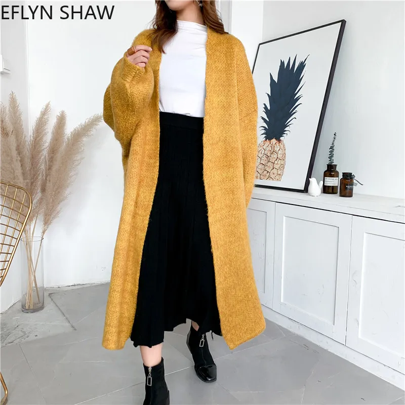 Maxi Cardigan Women Thick Coarse Oversize Sweaters Coat Japan Cozy Knitted Batwing Sleeves Long Female Jumper |
