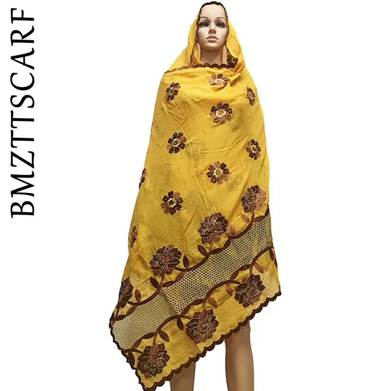 Новый Африканский шарф с вышивкой Wonen женский Cottob мусульманский больших размеров