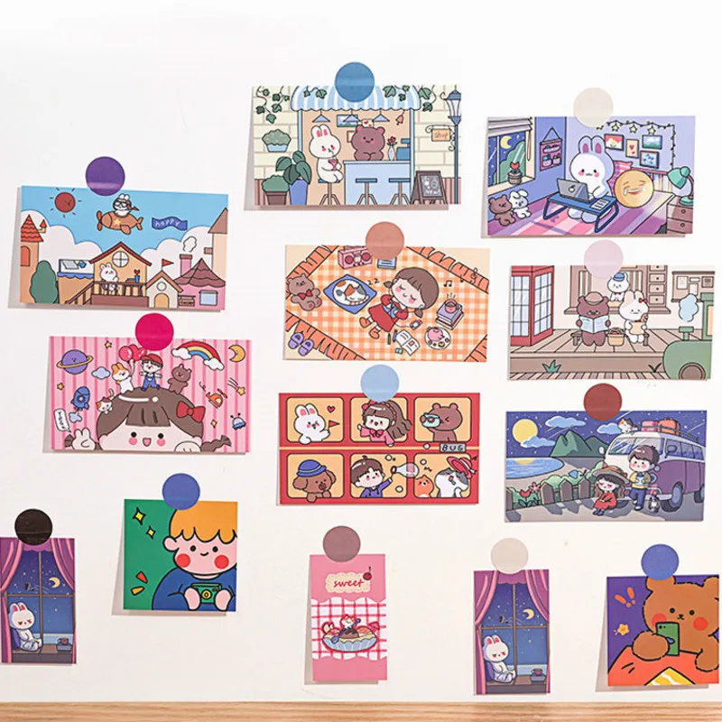 

Japan Cute Girl Heart Postcard Greeting Card Wall Decoration Material Small Card Creative Cartoon Children's Letter Gifts