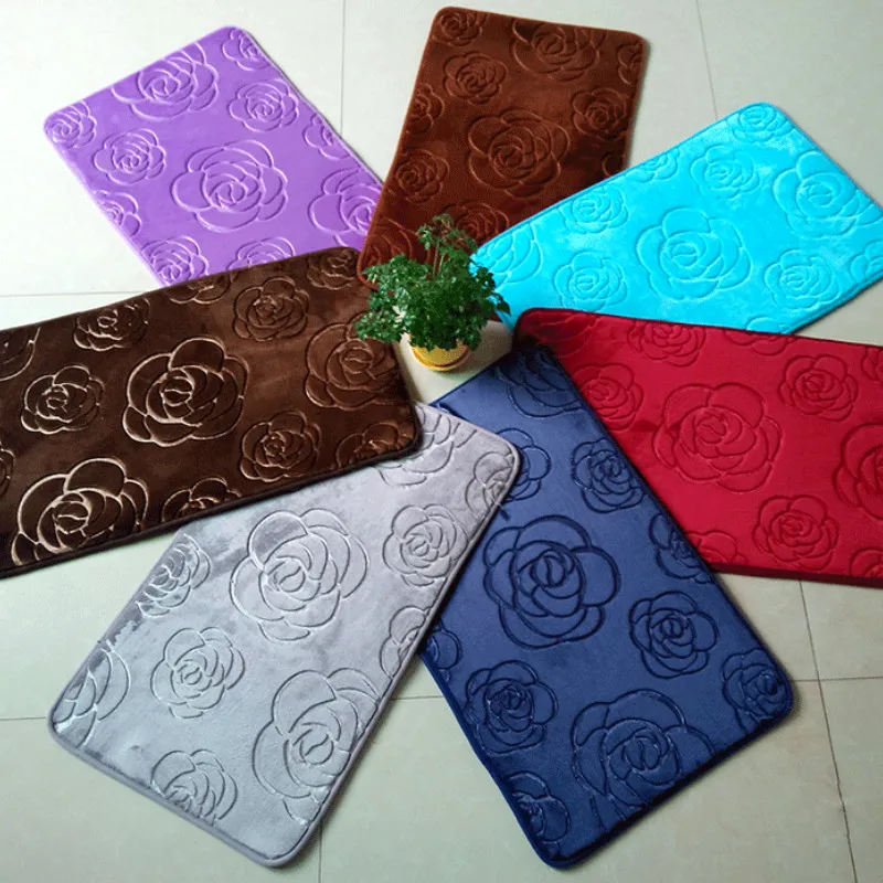 3D коврик фланелевый рельефный для туалета ванной комнаты 7 цветов