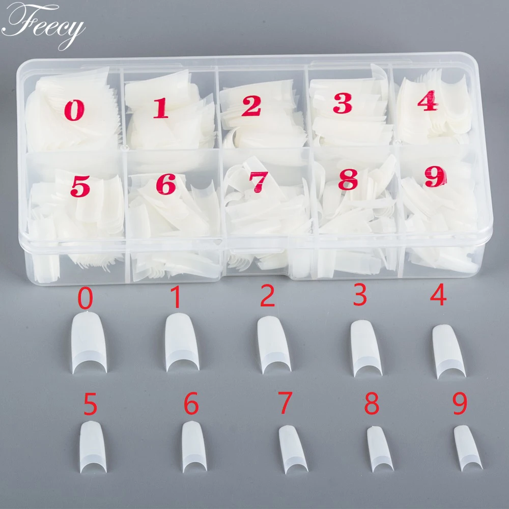 

500pcs French Acrylic Fake Nail Tips Artificial False Nails Half Tips Ballerina Natural UV Gel Manicure Tip for Nail Art Salon