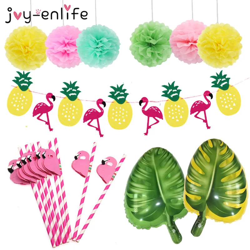 Тропические Гавайские украшения для вечеринки ананас воздушные шары Фламинго