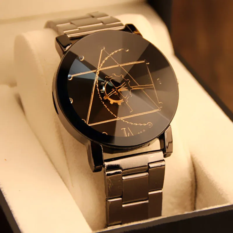 

2021 New Luxury Fashion Black Steel Gear Wheel Watch Men Women Quartz Analog Male Wrist Watch Reloj Hombre Orologio Uomo Hotsale