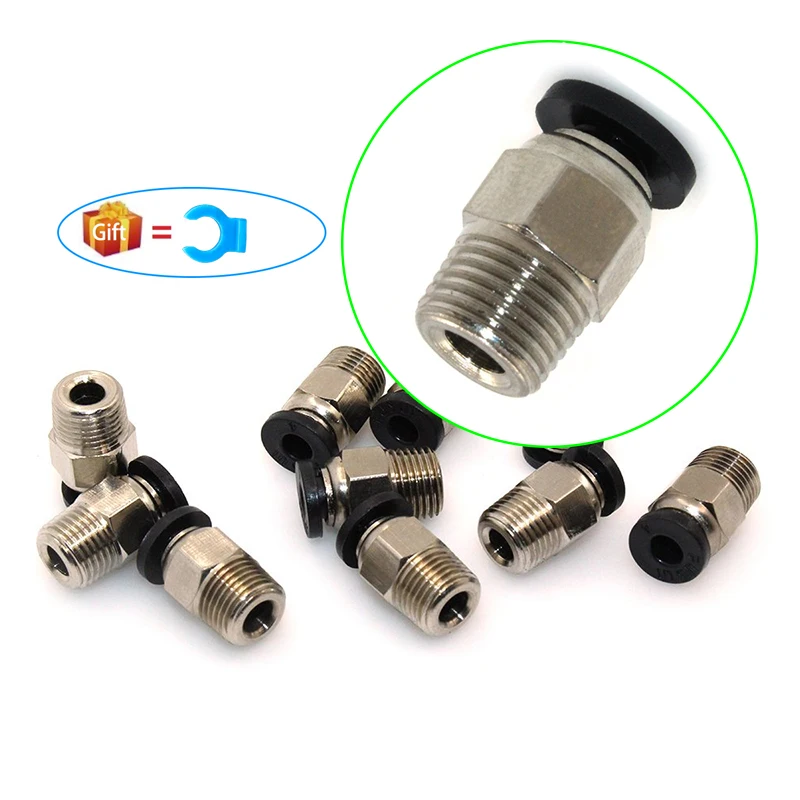5pcs PC4-01 J-head Pneumatic Connector For E3D V6 3D Printer Parts Quick Jointer Feeding 1.75mm Filament Pipe Remote Push Bowden