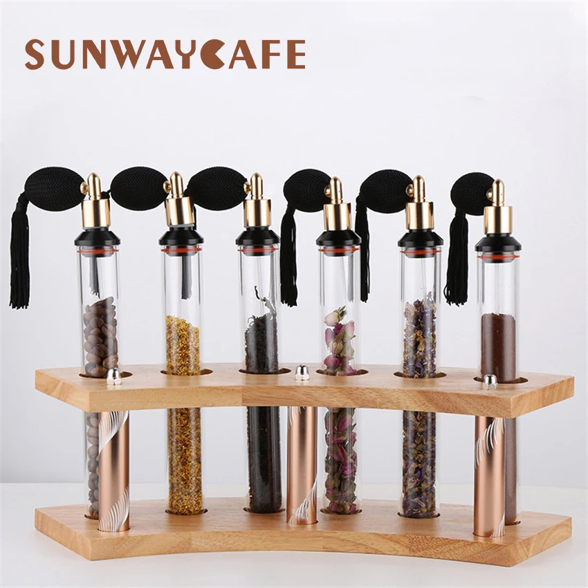 Деревянный Кофейные зерна Чай Дисплей стойки Стекло Тесты трубка закрытый ящик