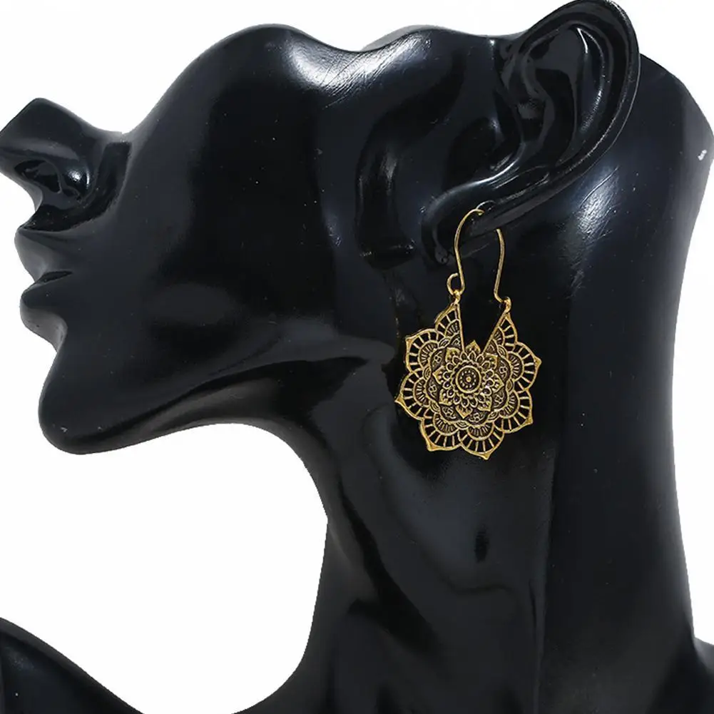Этнические Висячие серьги для женщин Boho полые Серебристые тона Цыганский