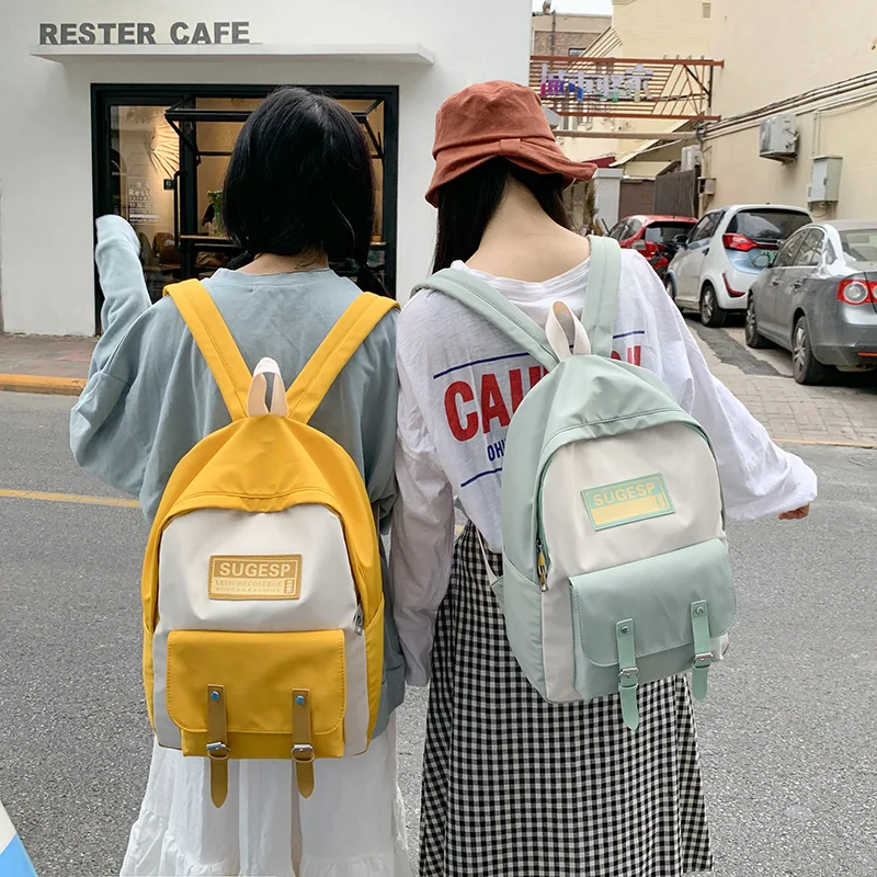 

Школьные сумки, женский рюкзак в стиле преппи, дорожный женский рюкзак контрастных цветов, рюкзак для девочек-подростков