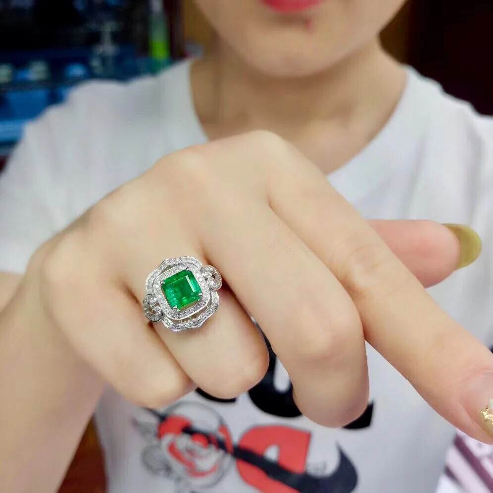 Женское кольцо с изумрудом 100% карата ювелирное изделие драгоценными