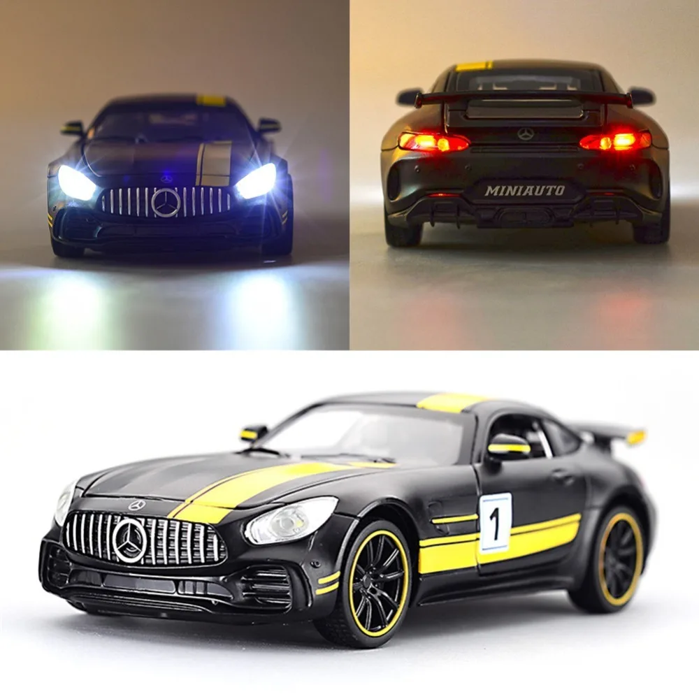 1:32 Mercedes-Benz AMG GT3 литая под давлением модель звук и светильник подарок на Рождество