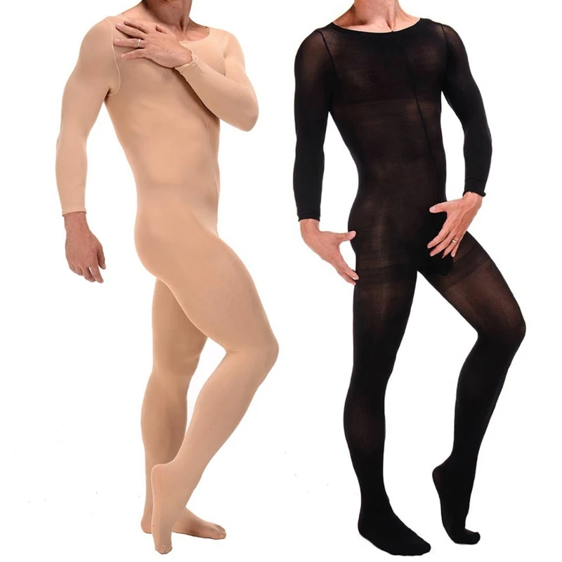 Мужские ультратонкие сетчатые боди с длинным рукавом нижнее белье сексуальное