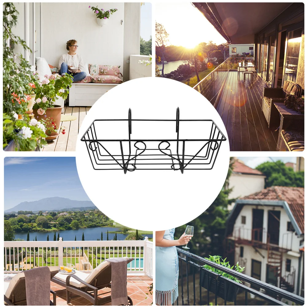 

1PC Iron Art Flower Stand Hanging Flower Pot Rack Balcony Railing Flower Holder