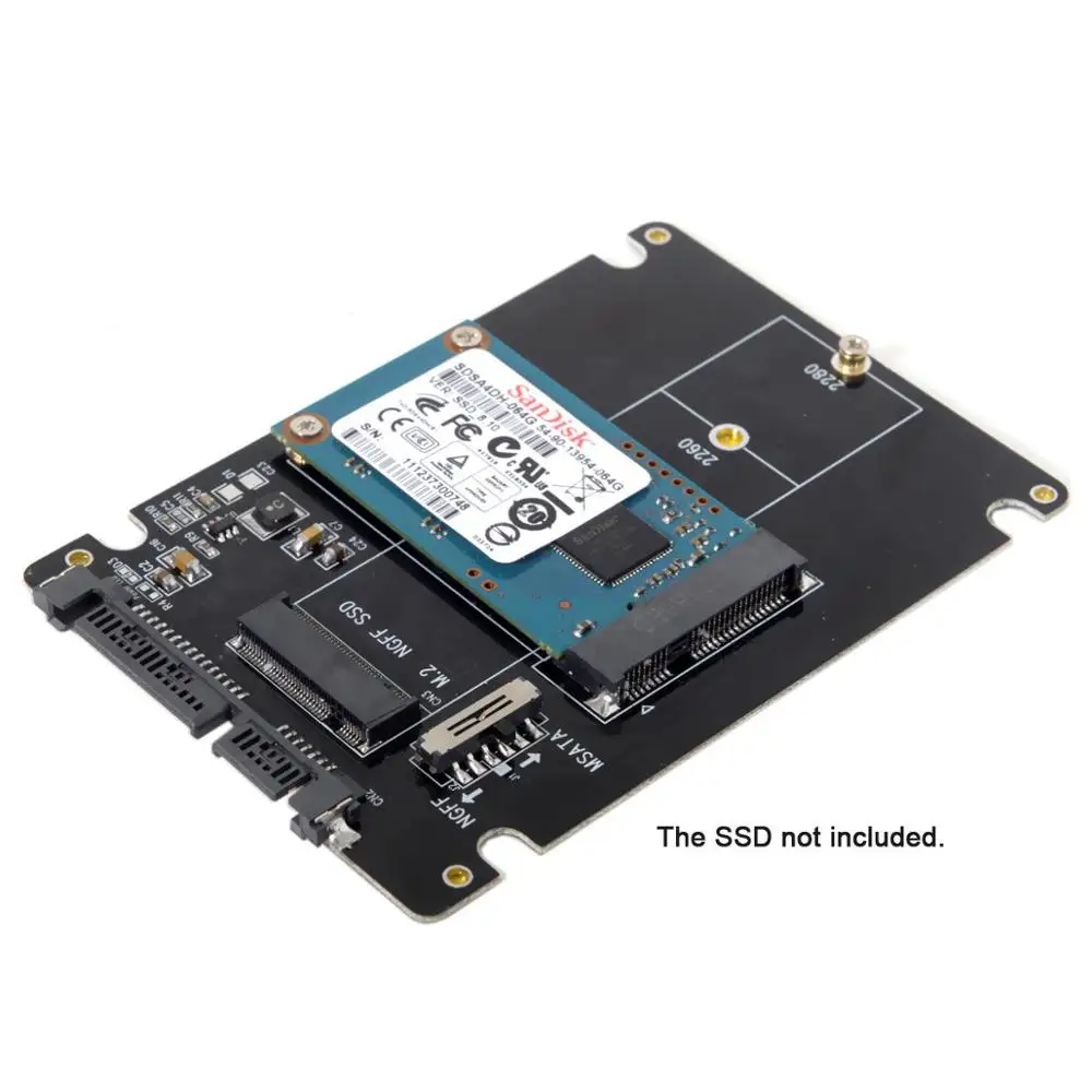 

Combo M.2 NGFF B-key & mSATA SSD to SATA 3.0 Adapter Converter Case Enclosure with Switch