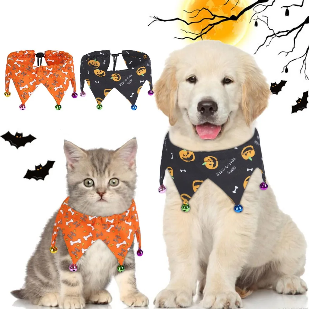 Ошейник для собак на Хэллоуин с изображением тыквы привидений регулируемый