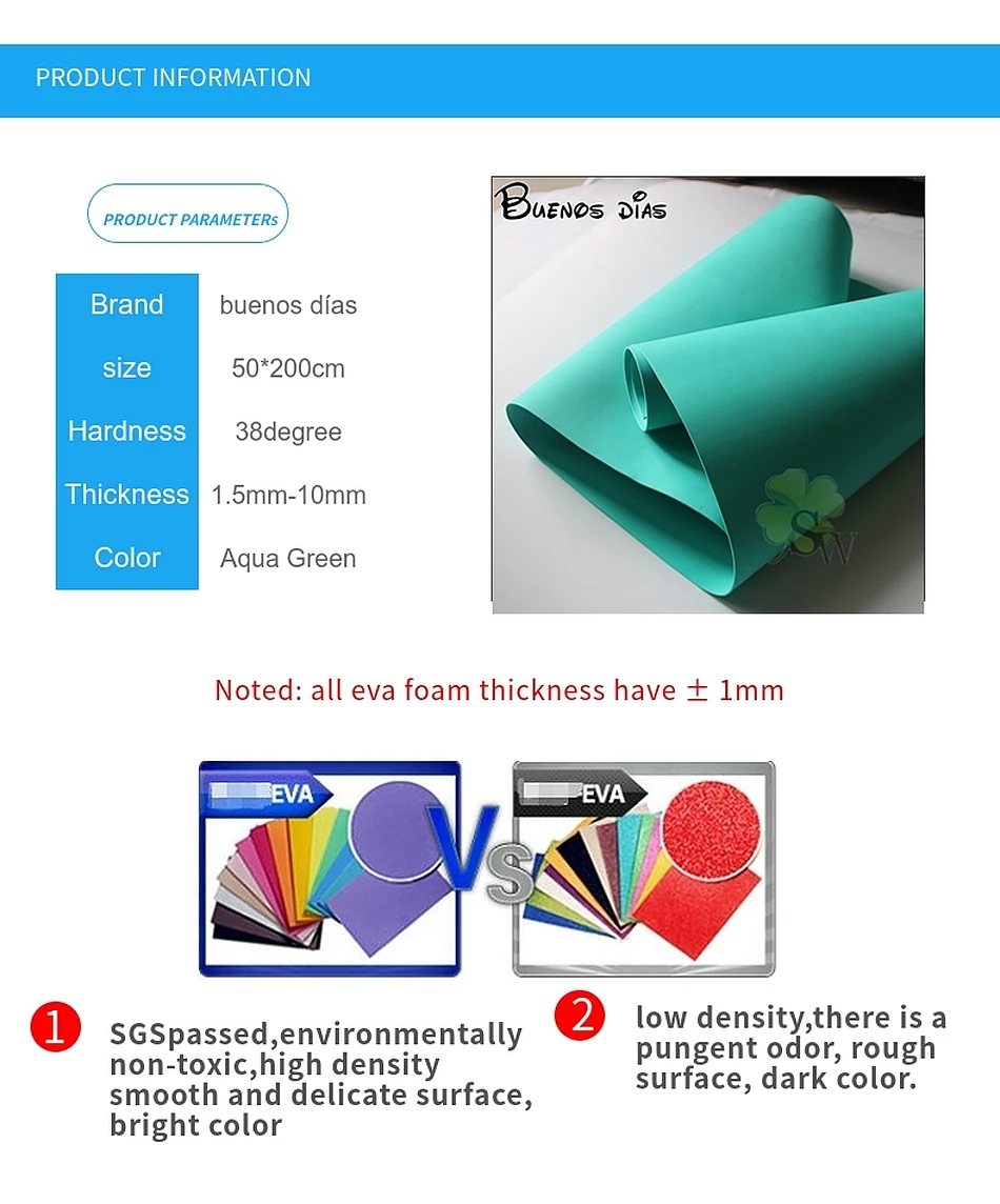 6mm Aqua Green Environmental Eva foam sheets,Craft eva, Easy to cut,Punch sheet,Handmade cosplay material