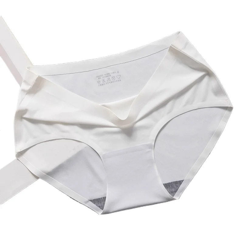 

3pcs White Briefs Girls Plus Size Seamless Ladies Lingerie Women Underwear Mid-rise Underpants Breathable Ice Silk Panties OL