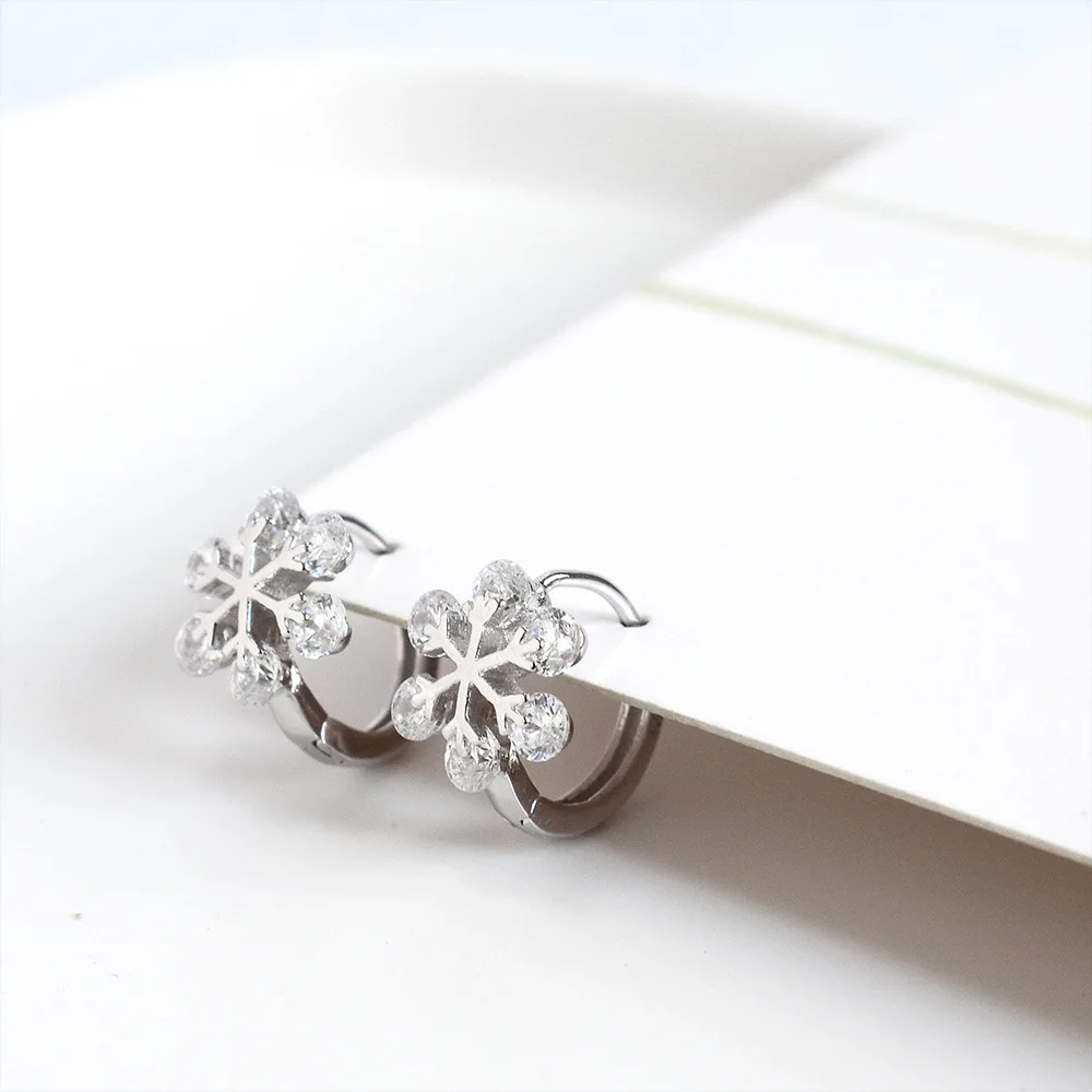 Женские серьги кольца из стерлингового серебра 925 пробы с цирконием и