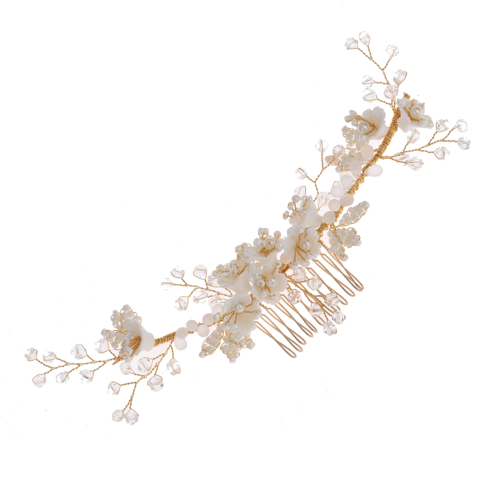 

Bride Jewelry Handmade Ceramic Flowers Hair Comb Wedding Hair Accessories Bridal Headpiece