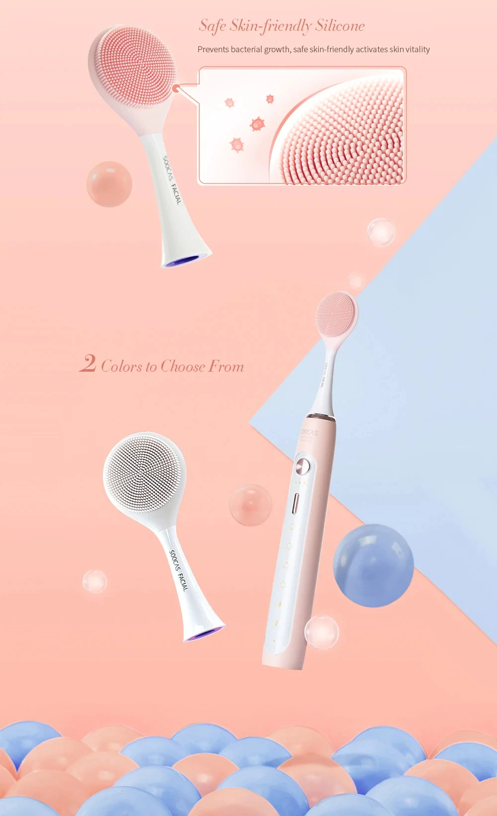 Xiaomi Soocas нежная Очищающая щетка для лица Пищевая силиконовая высокоплотная Мягкая тонкая щетина подходит для зубной щетки X1/X3/X5