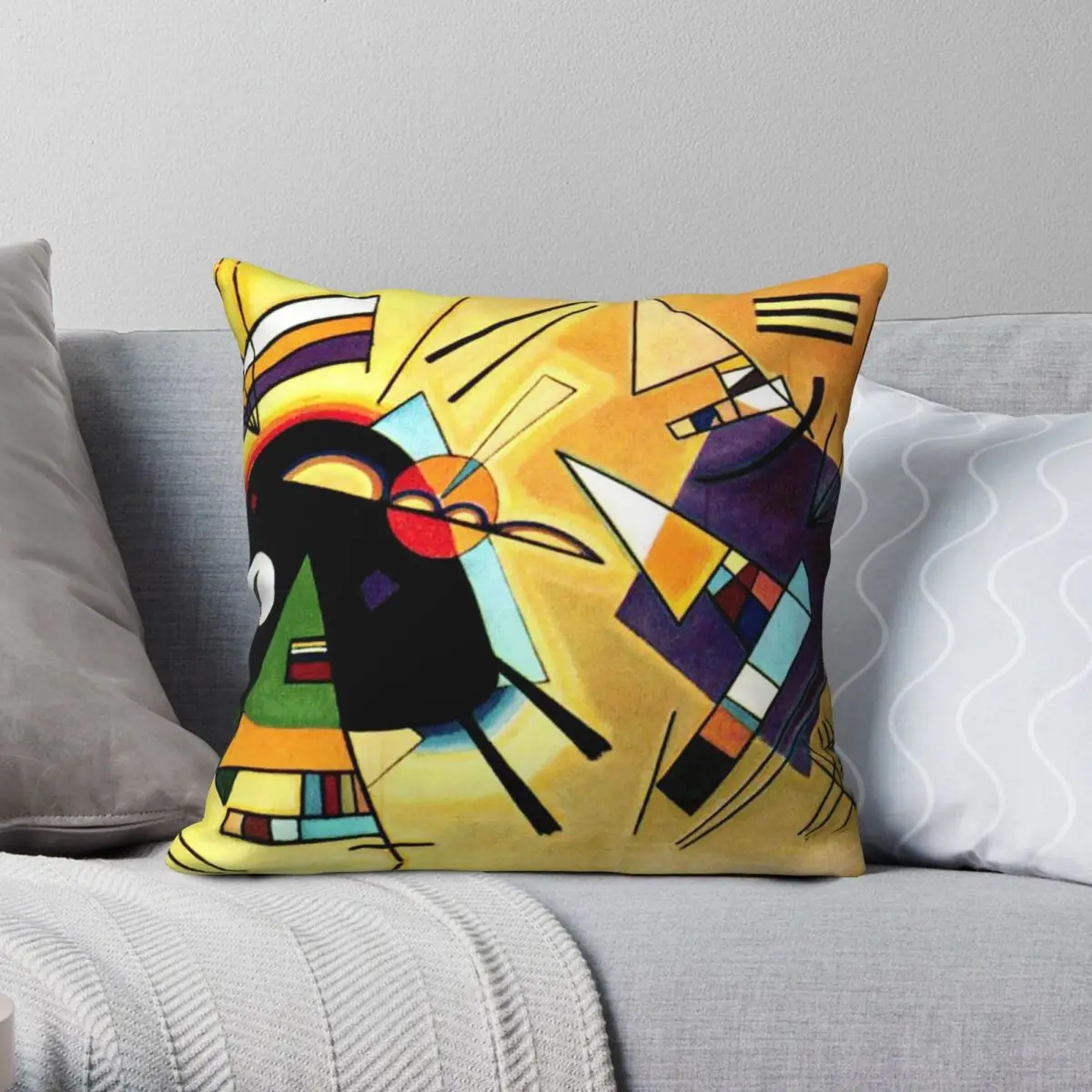 Vassily Kandinsky черный фиолетовый квадратный чехол для подушки полиэстеровый льняной