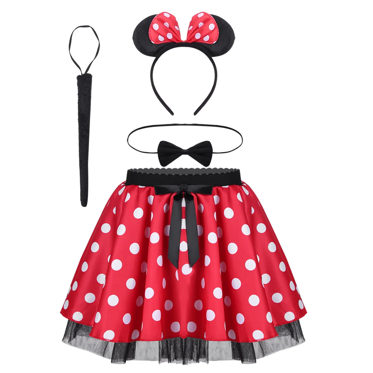 Рождественский костюм Minni Mouse юбка-пачка в горошек и обруч для волос виде мыши