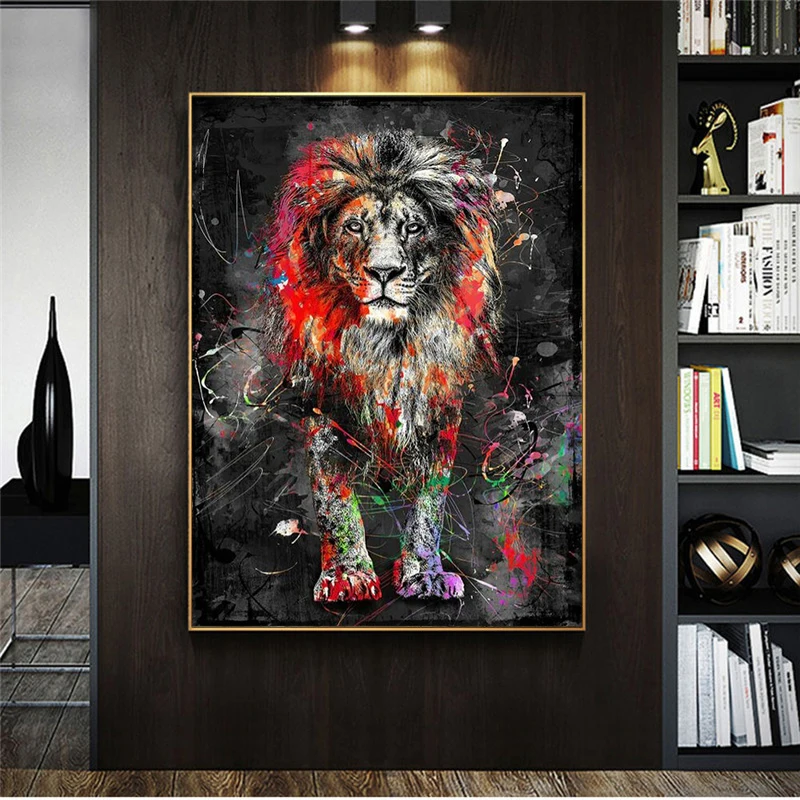 

Colorful Lion Wall Art Canvas Painting Nordic Posters and Wall Prints Animal Pictures for Living Room Cuadros Home Decor