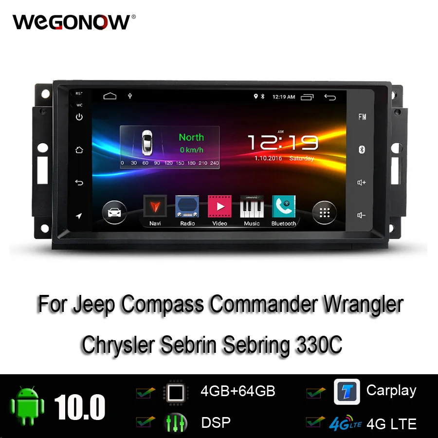 Автомобильный плеер HD DSP Android 9. 0 4G 64G GPS карта Wi-Fi BT RDS радио для Jeep Compass Commander Wrangler