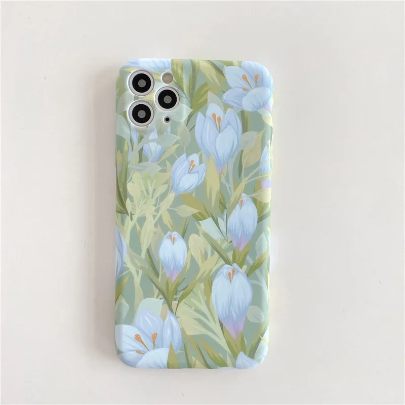 

Art Retro Oil Painting Tulip Flowers Phone Case For iPhone 12 11 Pro Max X Xs Max Xr 7 8 Plus SE 2020 Cover Soft Silicone Case