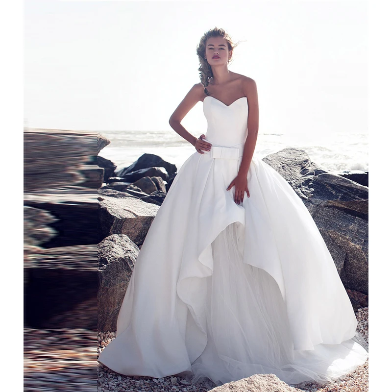 Бальное платье Verngo в стиле бохо свадебное цвета слоновой кости атласное и