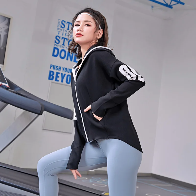 

Women Autumn Sports Seamless Running Jacket Gym Long sleeves Fitness Workout Zip Hoodies Casual Zippere Outdoor Sports jacket