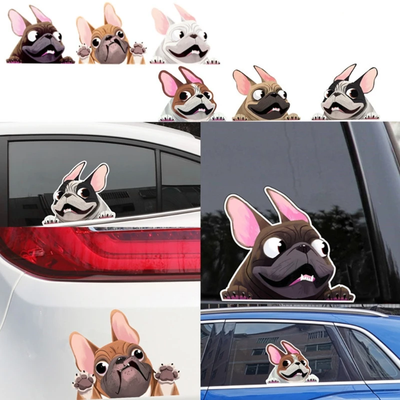 

2022 New French Bulldog Peeking Face Vinyl Bumper Decal Sticker for Car Morotcycle Laptop