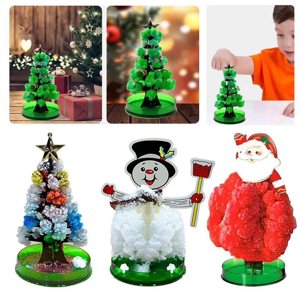 

Magic Growing Christmas Tree Crystals Paper Trees Funny Toy Christmas Desktop Kids Toys Xmas Santa Claus Snowman Blossoming Tree