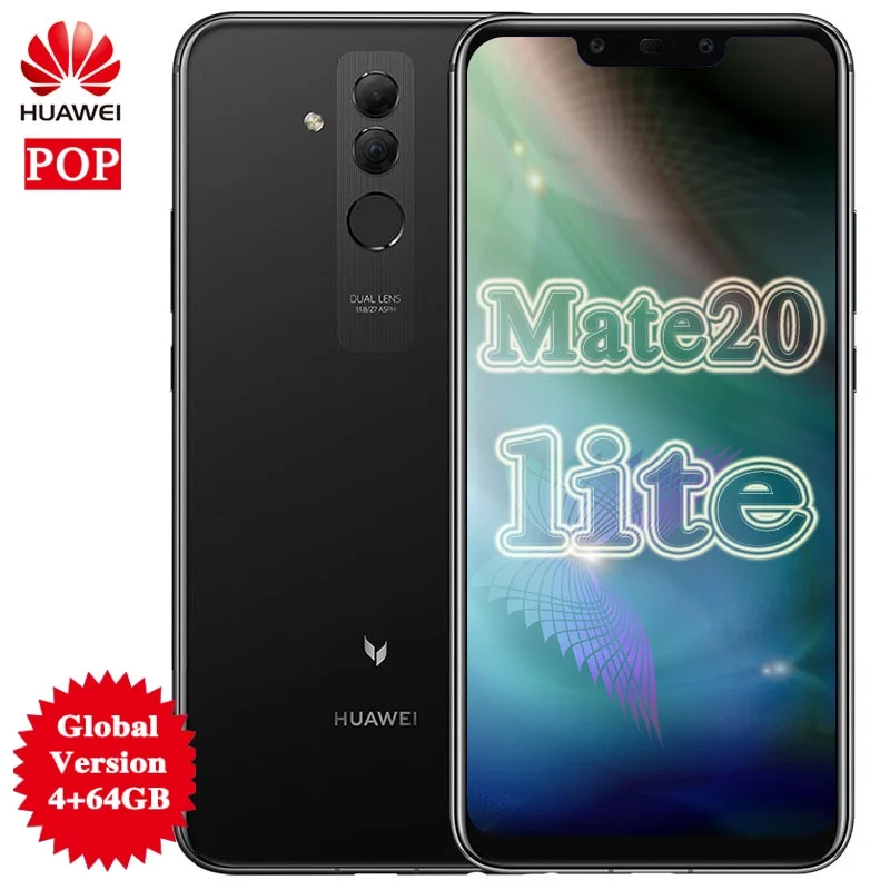 Смартфон huawei mate 20 Lite с глобальной версией, 4 ГБ, 64 ГБ, 6,3 дюйма, четыре AI камеры, 24 МП, 3750 мАч, отпечаток пальца
