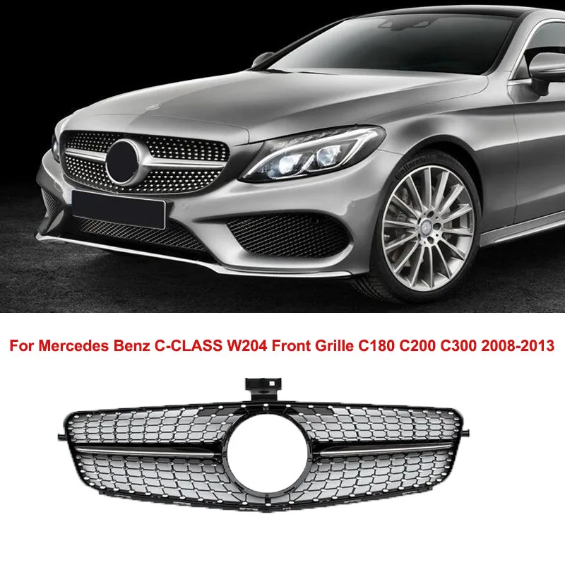 Хромированная передняя решетка для Mercedes Benz C CLASS W204 C200 C300 2008 2009 2010 2011 2013 Diamond Star GT R | Гоночные решетки -33044333533