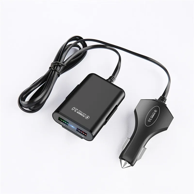 USLION, мульти USB, 4 порта, QC 3,0, автомобильное зарядное устройство, быстрая зарядка, телефон, быстрая зарядка, передний задний сиденье, зажим, зарядный адаптер, портативная вилка для iPhone