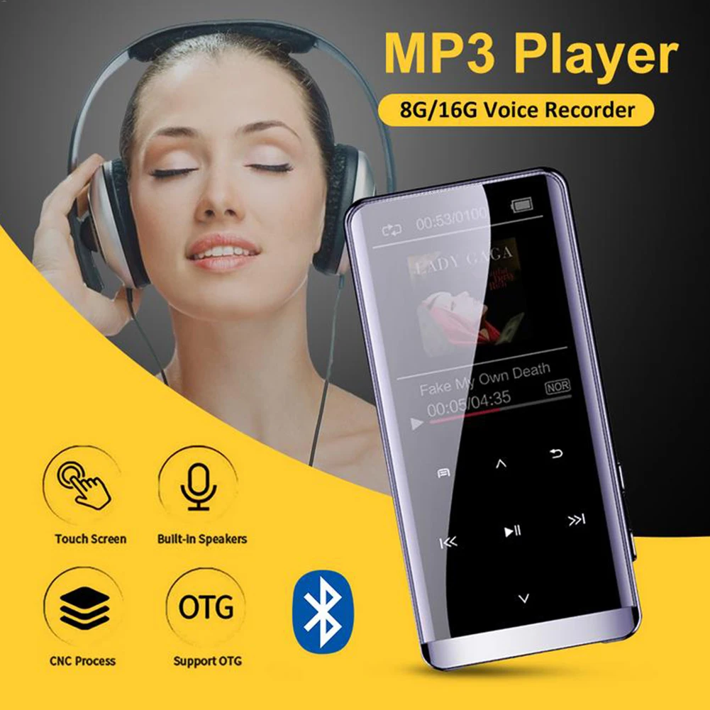 MP4 плеер ультра тонкий портативный сенсорный экран без потерь HIFI цветной дисплей Bluetooth Lyrics Synchron FM радио музыка слушать мини M13