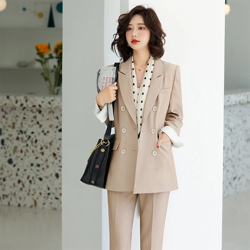 

Vocational two piece blazer+pants women's fashion temperament leisure jackets Autumn 2019new suit jackets women's work suit set