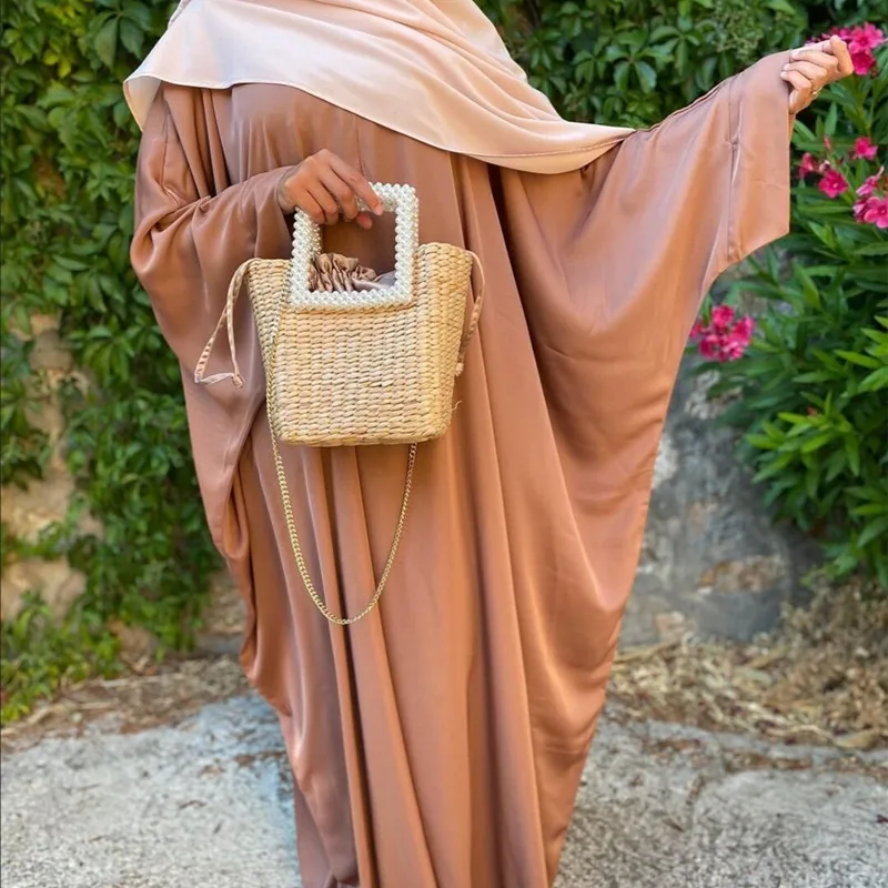 

Ramadan Eid 2021 Women Prayer Garment Muslim Abaya Dress Loose Long Batwing Sleeves Dubai Saudi Turkey French Cape